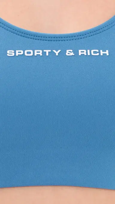 Sporty & Rich Bold Logo ports Bra Dusty Blue White | Thumbnail 6 Sporty & Rich Bold Logo ports Bra Dusty Blue White | Thumbnail 6