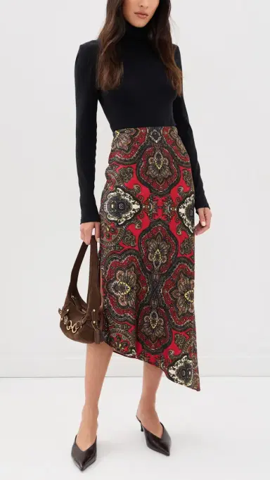 Alice + Olivia Maeve Asymmetric Slip Skirt Bon Voyage Hibiscus Multi | Thumbnail 5 Alice + Olivia Maeve Asymmetric Slip Skirt Bon Voyage Hibiscus Multi | Thumbnail 5