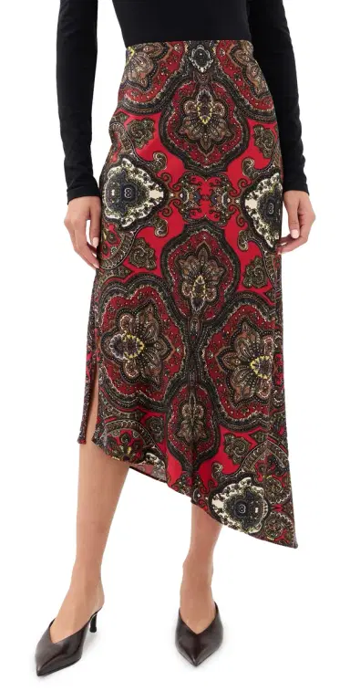 Alice + Olivia Maeve Asymmetric Slip Skirt Bon Voyage Hibiscus Multi | Thumbnail 1 Alice + Olivia Maeve Asymmetric Slip Skirt Bon Voyage Hibiscus Multi | Thumbnail 1