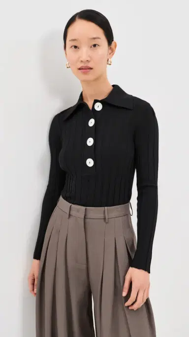 Nackiyé Sugarman Long Sleeve Polo Wool Top | Thumbnail 2 Nackiyé Sugarman Long Sleeve Polo Wool Top | Thumbnail 2