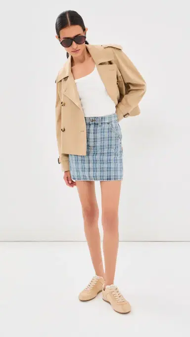 Burberry Norcross Denim Checkard Skirt Light Indigo Blue | Thumbnail 2 Burberry Norcross Denim Checkard Skirt Light Indigo Blue | Thumbnail 2