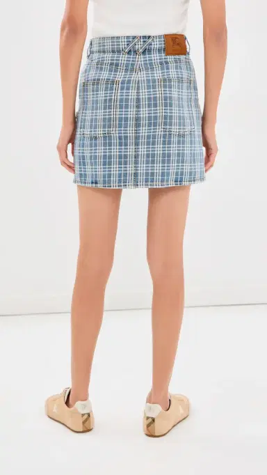 Burberry Norcross Denim Checkard Skirt Light Indigo Blue | Thumbnail 4 Burberry Norcross Denim Checkard Skirt Light Indigo Blue | Thumbnail 4