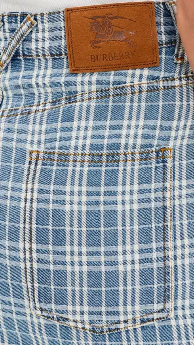 Burberry Norcross Denim Checkard Skirt Light Indigo Blue | Thumbnail 6 Burberry Norcross Denim Checkard Skirt Light Indigo Blue | Thumbnail 6