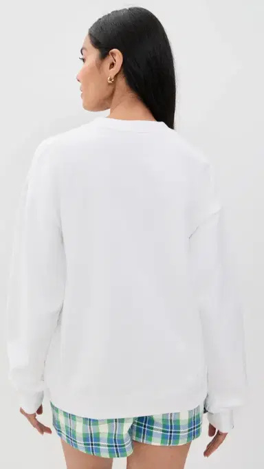 Sporty & Rich Jadore Flocked Crewneck Sweatshirt White Kelly | Thumbnail 3 Sporty & Rich Jadore Flocked Crewneck Sweatshirt White Kelly | Thumbnail 3