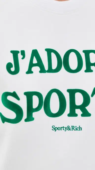 Sporty & Rich Jadore Flocked Crewneck Sweatshirt White Kelly | Thumbnail 6 Sporty & Rich Jadore Flocked Crewneck Sweatshirt White Kelly | Thumbnail 6