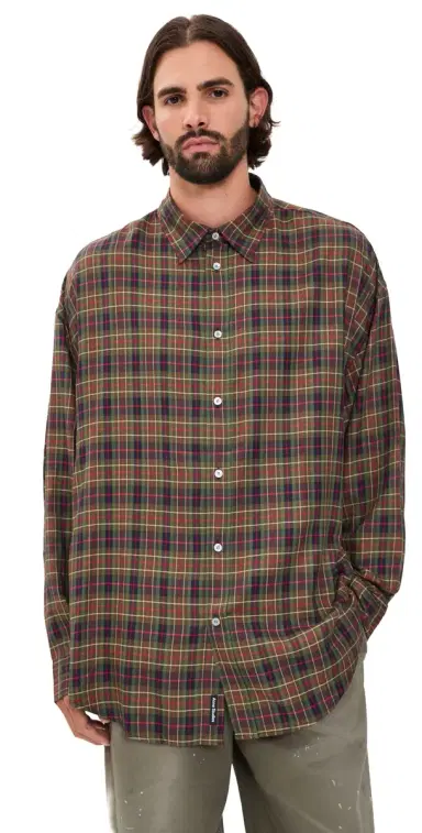 Acne Studios Setar Check Flannel Shirt Green Multi | Thumbnail 1 Acne Studios Setar Check Flannel Shirt Green Multi | Thumbnail 1