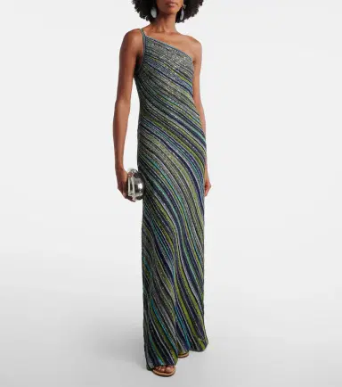 Missoni Sequined one-shoulder lamé maxi dress | Thumbnail 3 Missoni Sequined one-shoulder lamé maxi dress | Thumbnail 3