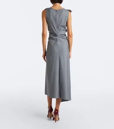 Victoria Beckham Draped asymmetric wool midi dress | Thumbnail 2 Victoria Beckham Draped asymmetric wool midi dress | Thumbnail 2