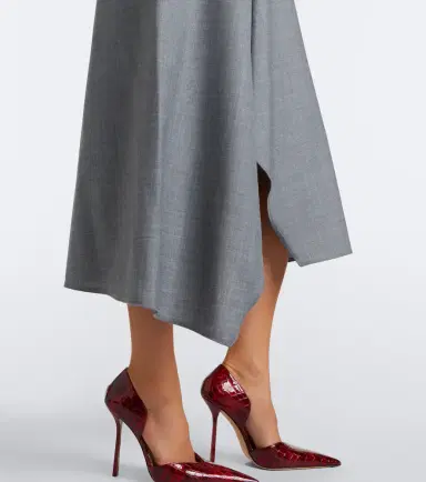 Victoria Beckham Draped asymmetric wool midi dress | Thumbnail 4 Victoria Beckham Draped asymmetric wool midi dress | Thumbnail 4
