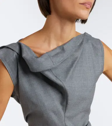 Victoria Beckham Draped asymmetric wool midi dress | Thumbnail 5 Victoria Beckham Draped asymmetric wool midi dress | Thumbnail 5