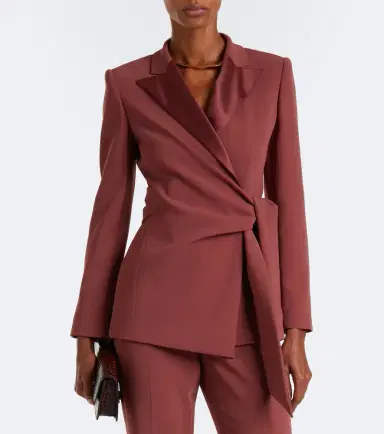 Max Mara Elegante satin-trimmed wrap blazer | Thumbnail 6 Max Mara Elegante satin-trimmed wrap blazer | Thumbnail 6