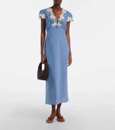 Rixo Amari embroidered cotton midi dress | Thumbnail 5 Rixo Amari embroidered cotton midi dress | Thumbnail 5