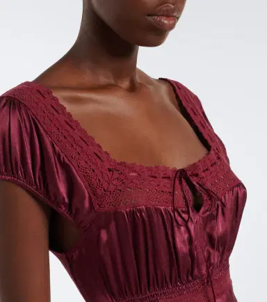 Rixo Maeva lace-trimmed satin midi dress | Thumbnail 2 Rixo Maeva lace-trimmed satin midi dress | Thumbnail 2