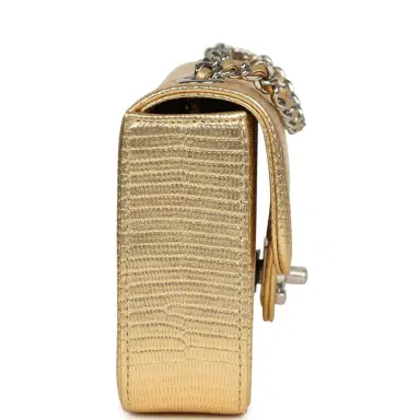 Chanel Chanel East West Flap Bag Gold Metallic Lizard Embossed Calfskin Silver Hardware | Thumbnail 3 Chanel Chanel East West Flap Bag Gold Metallic Lizard Embossed Calfskin Silver Hardware | Thumbnail 3