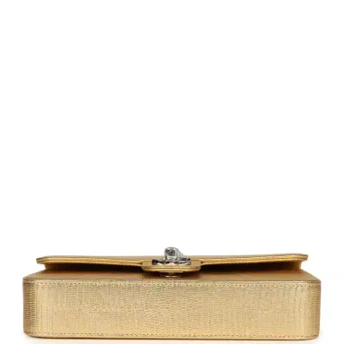 Chanel Chanel East West Flap Bag Gold Metallic Lizard Embossed Calfskin Silver Hardware | Thumbnail 6 Chanel Chanel East West Flap Bag Gold Metallic Lizard Embossed Calfskin Silver Hardware | Thumbnail 6