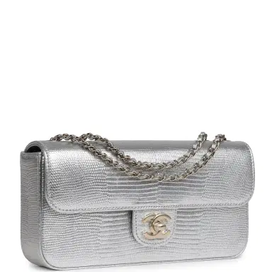 Chanel Chanel East West Flap Bag Silver Metallic Lizard Embossed Calfskin Light Gold Hardware | Thumbnail 2 Chanel Chanel East West Flap Bag Silver Metallic Lizard Embossed Calfskin Light Gold Hardware | Thumbnail 2