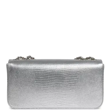 Chanel Chanel East West Flap Bag Silver Metallic Lizard Embossed Calfskin Light Gold Hardware | Thumbnail 4 Chanel Chanel East West Flap Bag Silver Metallic Lizard Embossed Calfskin Light Gold Hardware | Thumbnail 4