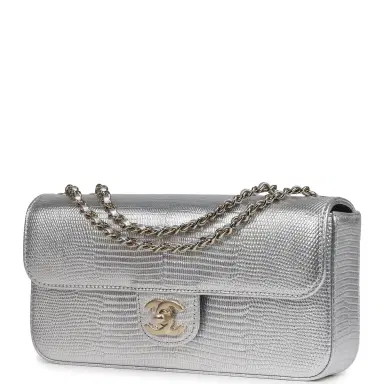 Chanel Chanel East West Flap Bag Silver Metallic Lizard Embossed Calfskin Light Gold Hardware | Thumbnail 5 Chanel Chanel East West Flap Bag Silver Metallic Lizard Embossed Calfskin Light Gold Hardware | Thumbnail 5