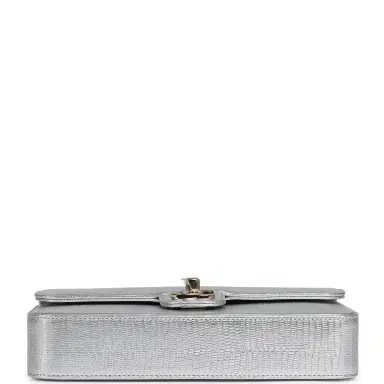 Chanel Chanel East West Flap Bag Silver Metallic Lizard Embossed Calfskin Light Gold Hardware | Thumbnail 6 Chanel Chanel East West Flap Bag Silver Metallic Lizard Embossed Calfskin Light Gold Hardware | Thumbnail 6