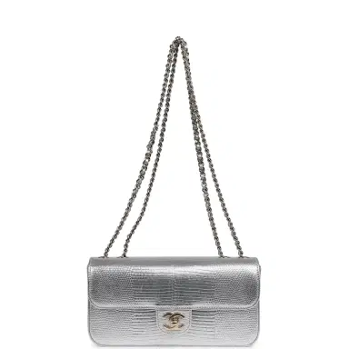 Chanel Chanel East West Flap Bag Silver Metallic Lizard Embossed Calfskin Light Gold Hardware | Thumbnail 7 Chanel Chanel East West Flap Bag Silver Metallic Lizard Embossed Calfskin Light Gold Hardware | Thumbnail 7