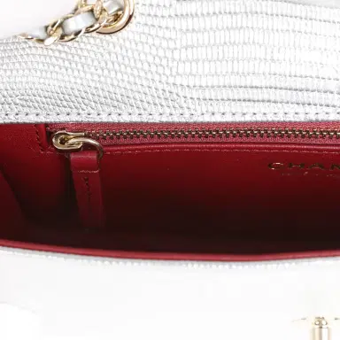 Chanel Chanel East West Flap Bag Silver Metallic Lizard Embossed Calfskin Light Gold Hardware | Thumbnail 9 Chanel Chanel East West Flap Bag Silver Metallic Lizard Embossed Calfskin Light Gold Hardware | Thumbnail 9