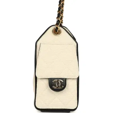 Chanel Chanel Mini 25 Hobo Bag Ecru Canvas, Black Calfskin Gold Hardware | Thumbnail 3 Chanel Chanel Mini 25 Hobo Bag Ecru Canvas, Black Calfskin Gold Hardware | Thumbnail 3
