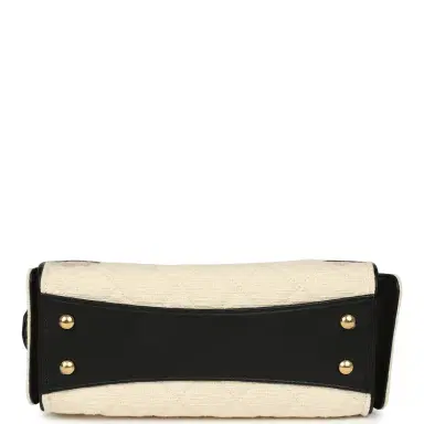 Chanel Chanel Mini 25 Hobo Bag Ecru Canvas, Black Calfskin Gold Hardware | Thumbnail 5 Chanel Chanel Mini 25 Hobo Bag Ecru Canvas, Black Calfskin Gold Hardware | Thumbnail 5