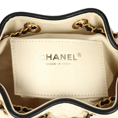 Chanel Chanel Mini 25 Hobo Bag Ecru Canvas, Black Calfskin Gold Hardware | Thumbnail 8 Chanel Chanel Mini 25 Hobo Bag Ecru Canvas, Black Calfskin Gold Hardware | Thumbnail 8