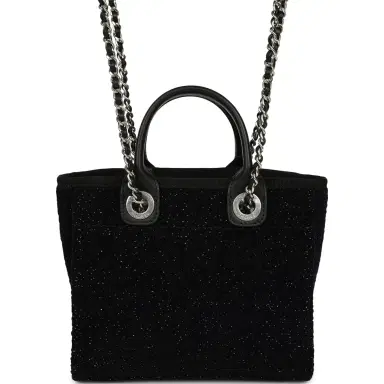 Chanel Chanel Mini Deauville Shopping Tote Black, Silver Tweed Boucle, Leather Silver Hardware | Thumbnail 4 Chanel Chanel Mini Deauville Shopping Tote Black, Silver Tweed Boucle, Leather Silver Hardware | Thumbnail 4