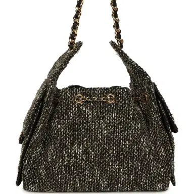 Chanel Chanel Small 25 Hobo Bag Black, White, Gold Tweed Bouclé Gold Hardware | Thumbnail 4 Chanel Chanel Small 25 Hobo Bag Black, White, Gold Tweed Bouclé Gold Hardware | Thumbnail 4