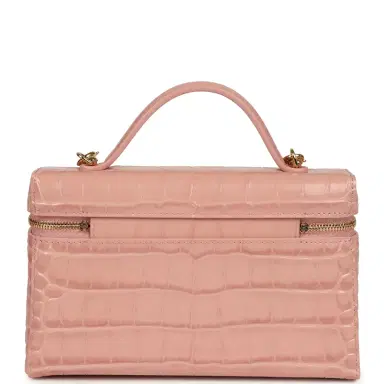Chanel Chanel Top Handle Long Vanity Case with Chain Pink Croc Embossed Calfskin Gold Hardware | Thumbnail 4 Chanel Chanel Top Handle Long Vanity Case with Chain Pink Croc Embossed Calfskin Gold Hardware | Thumbnail 4