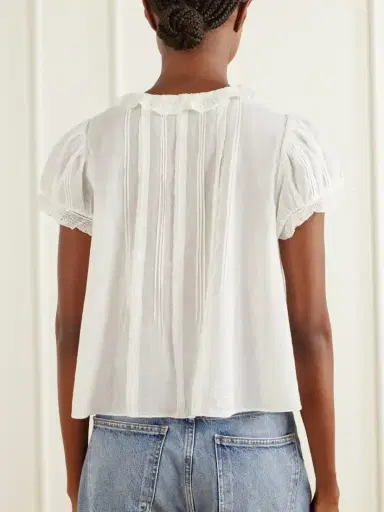 DÔEN Helena Lace-trimmed Organic Cotton Blouse | Thumbnail 3 DÔEN Helena Lace-trimmed Organic Cotton Blouse | Thumbnail 3