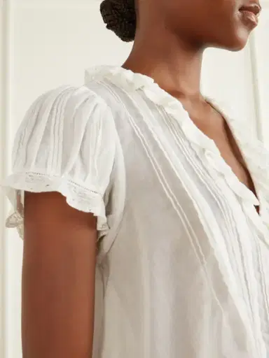 DÔEN Helena Lace-trimmed Organic Cotton Blouse | Thumbnail 4 DÔEN Helena Lace-trimmed Organic Cotton Blouse | Thumbnail 4