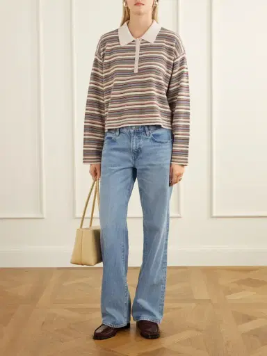 Frame Striped Wool And Cashmere-blend Polo Sweater | Thumbnail 2 Frame Striped Wool And Cashmere-blend Polo Sweater | Thumbnail 2