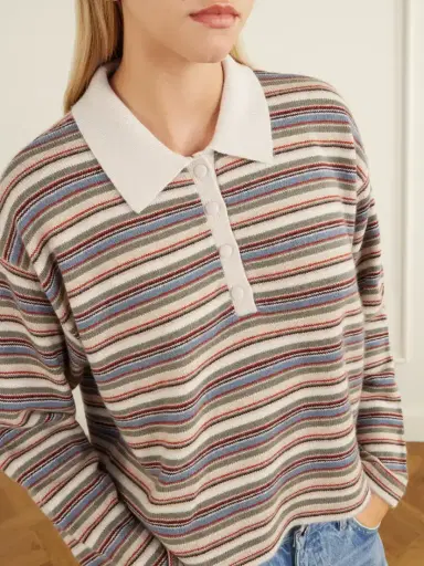 Frame Striped Wool And Cashmere-blend Polo Sweater | Thumbnail 4 Frame Striped Wool And Cashmere-blend Polo Sweater | Thumbnail 4