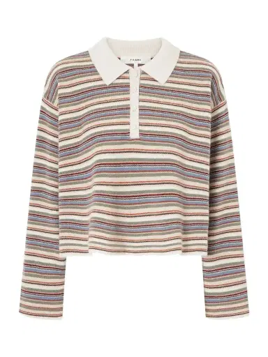 Frame Striped Wool And Cashmere-blend Polo Sweater | Thumbnail 1 Frame Striped Wool And Cashmere-blend Polo Sweater | Thumbnail 1