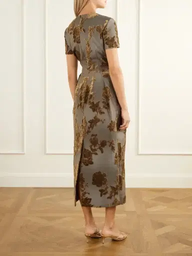Oscar de la Renta Velvet-trimmed Cotton-blend Midi Dress | Thumbnail 3 Oscar de la Renta Velvet-trimmed Cotton-blend Midi Dress | Thumbnail 3