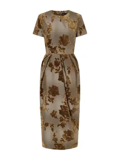 Oscar de la Renta Velvet-trimmed Cotton-blend Midi Dress | Thumbnail 1 Oscar de la Renta Velvet-trimmed Cotton-blend Midi Dress | Thumbnail 1