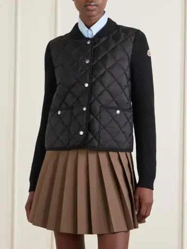 Moncler Ribbed Wool-trimmed Quilted Shell Down Cardigan | Thumbnail 3 Moncler Ribbed Wool-trimmed Quilted Shell Down Cardigan | Thumbnail 3