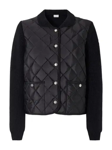 Moncler Ribbed Wool-trimmed Quilted Shell Down Cardigan | Thumbnail 1 Moncler Ribbed Wool-trimmed Quilted Shell Down Cardigan | Thumbnail 1