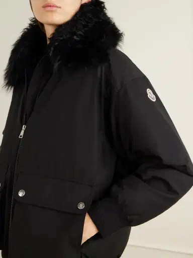 Moncler Rougequeue Shearling-trimmed Waxed Padded Jacket | Thumbnail 5 Moncler Rougequeue Shearling-trimmed Waxed Padded Jacket | Thumbnail 5