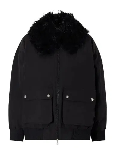 Moncler Rougequeue Shearling-trimmed Waxed Padded Jacket | Thumbnail 1 Moncler Rougequeue Shearling-trimmed Waxed Padded Jacket | Thumbnail 1