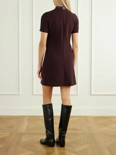 Courrèges Vinyl-trimmed Logo-embroidered Crepe Mini Dress | Thumbnail 4 Courrèges Vinyl-trimmed Logo-embroidered Crepe Mini Dress | Thumbnail 4