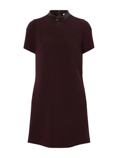 Courrèges Vinyl-trimmed Logo-embroidered Crepe Mini Dress | Thumbnail 1 Courrèges Vinyl-trimmed Logo-embroidered Crepe Mini Dress | Thumbnail 1