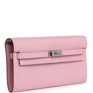 HERMÈS Hermes Kelly Wallet To Go Mauve Sylvestre Epsom Palladium Hardware | Thumbnail 2 HERMÈS Hermes Kelly Wallet To Go Mauve Sylvestre Epsom Palladium Hardware | Thumbnail 2