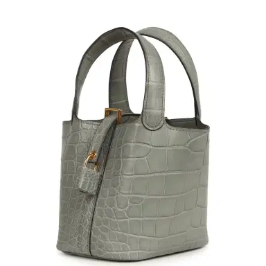 HERMÈS Hermes Micro Picotin Lock 14 Gris Ciment Matte Alligator Gold Hardware | Thumbnail 5 HERMÈS Hermes Micro Picotin Lock 14 Gris Ciment Matte Alligator Gold Hardware | Thumbnail 5