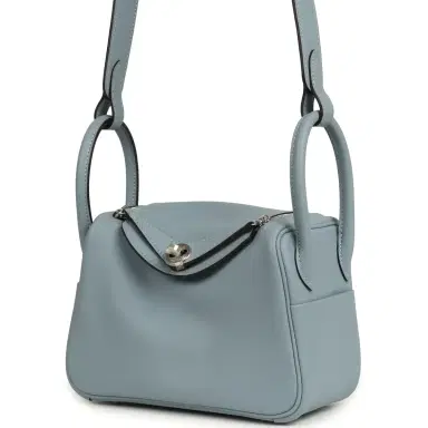HERMÈS Hermes Mini Lindy II Bleu Lin Swift Palladium Hardware | Thumbnail 5 HERMÈS Hermes Mini Lindy II Bleu Lin Swift Palladium Hardware | Thumbnail 5