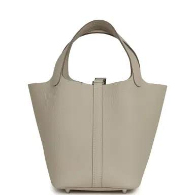 HERMÈS Hermes Picotin Lock 18 Craie Clemence Palladium Hardware | Thumbnail 4 HERMÈS Hermes Picotin Lock 18 Craie Clemence Palladium Hardware | Thumbnail 4