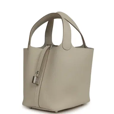 HERMÈS Hermes Picotin Lock 18 Craie Clemence Palladium Hardware | Thumbnail 5 HERMÈS Hermes Picotin Lock 18 Craie Clemence Palladium Hardware | Thumbnail 5