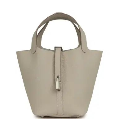 HERMÈS Hermes Picotin Lock 18 Craie Clemence Palladium Hardware | Thumbnail 1 HERMÈS Hermes Picotin Lock 18 Craie Clemence Palladium Hardware | Thumbnail 1